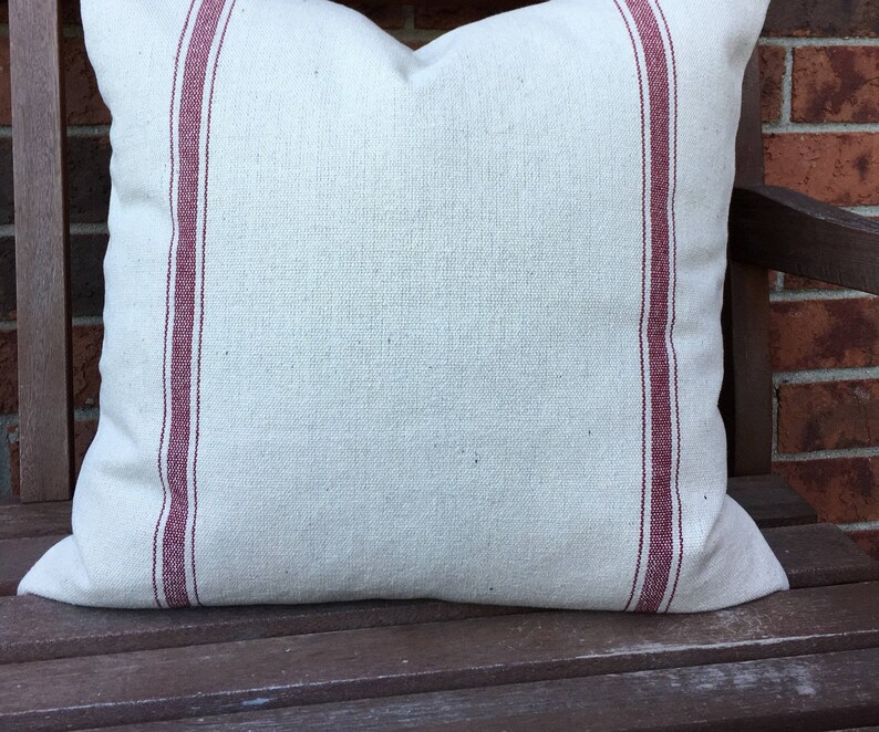 Grain Sack Pillow Cover Red Two Stripes Etsy
