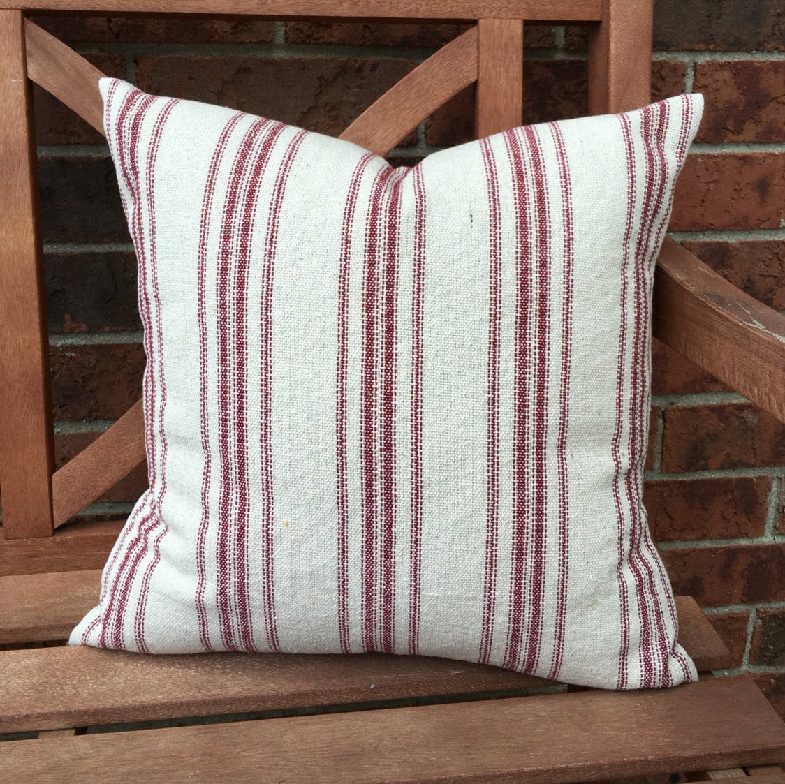 Grain Sack Pillow Cover Red Stripes Etsy
