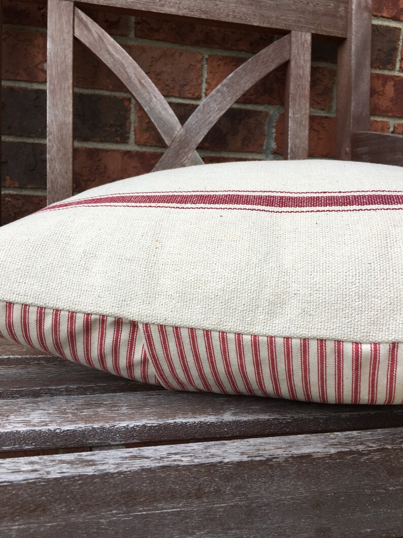Grain Sack / Ticking Pillow Cover 2 Red Stripes Grain Sack Etsy