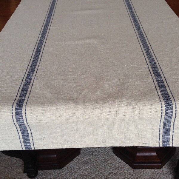 Grain Sack Blue Stripe Table Runner