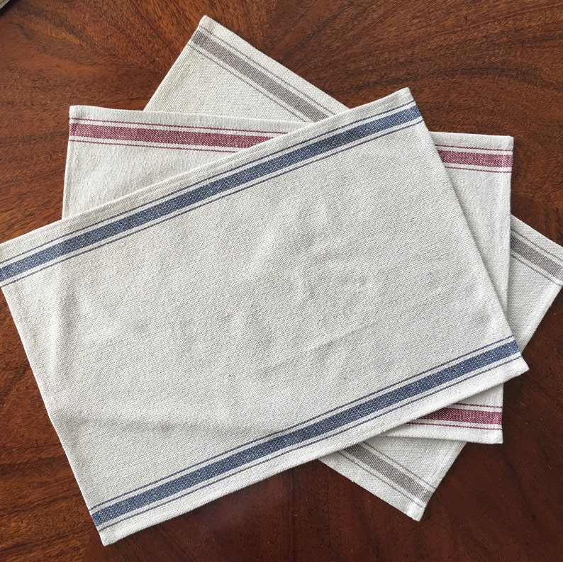 Grain Sack Red Stripe Placemat Grainsack Place Farmhouse Etsy