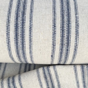 Grain Sack Fabric Blue Stripe Vintage Inspired By The Yard Feed Sack Fabric Flour Sack Fabric Gunny Sack Fabric Grain Sack Cloth