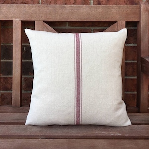 Grain Sack Pillow Cover Red Stripe