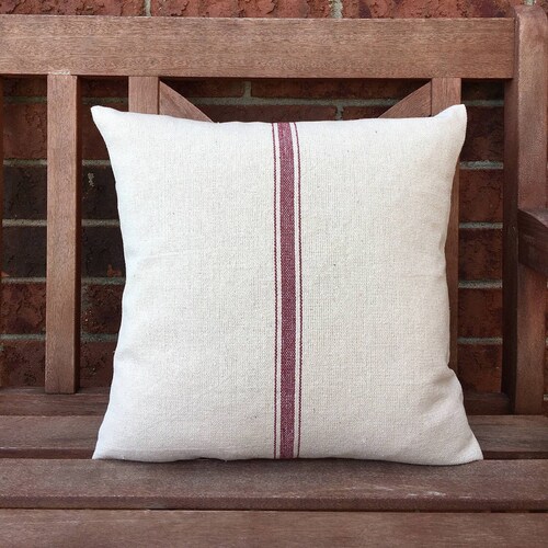 Grain Sack Pillow Cover 9 Red Stripes Etsy
