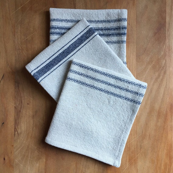 Grain Sack Blue Stripes Kitchen Washcloth Wash Cloth Grain Sack