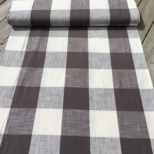 Gray & Cream Buffalo Check Fabric: Cotton Polyester Blend By The Yard