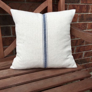 Blue Stripe Grain Sack Pillow Cover:  Cotton Blend