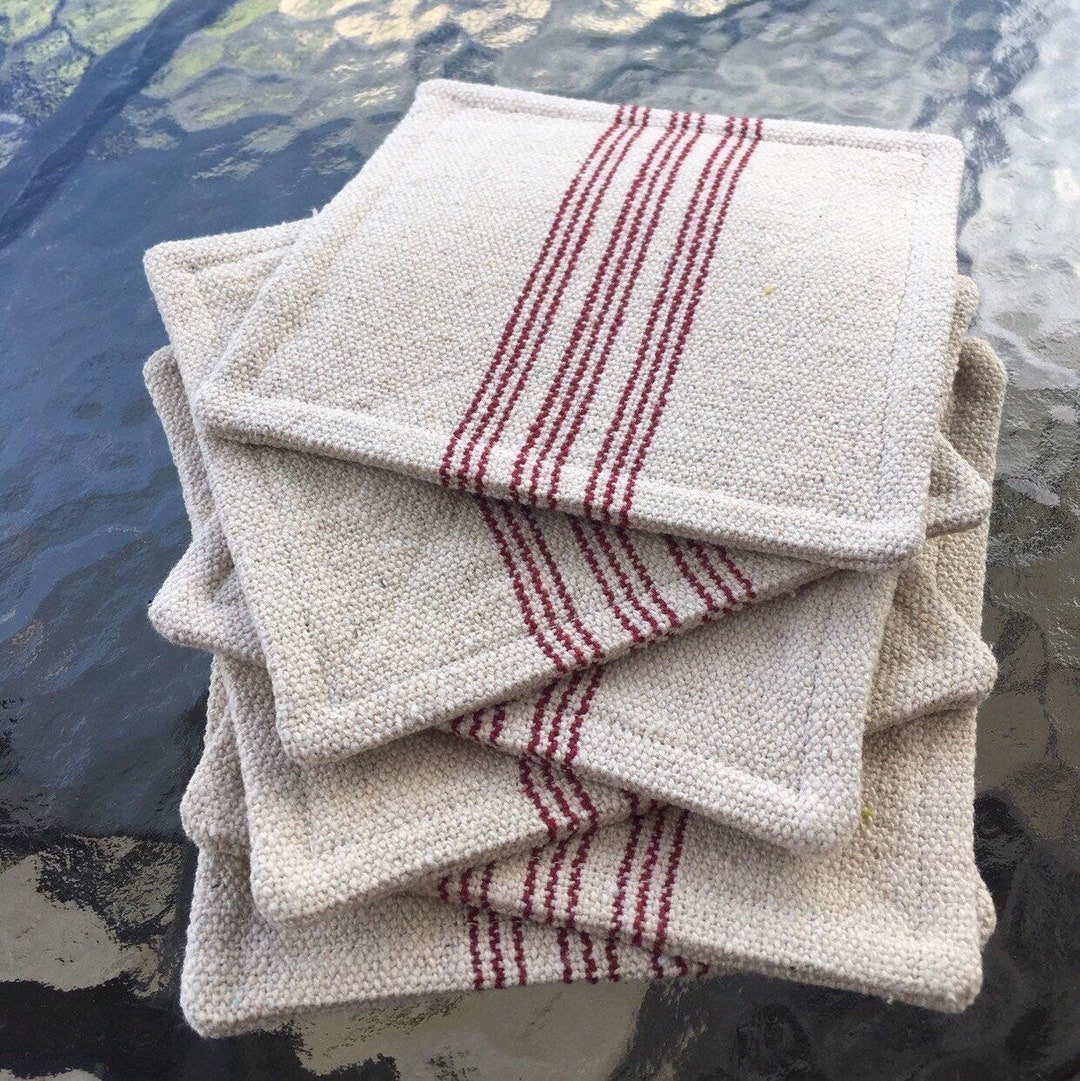 Grain Sack Coasters Set of Six - Etsy