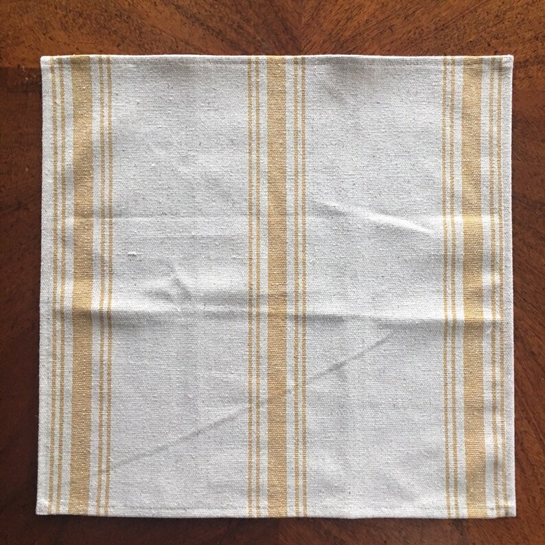 Grain Sack Blue & Yellow Placemat Grainsack Farmhouse Placemat Etsy