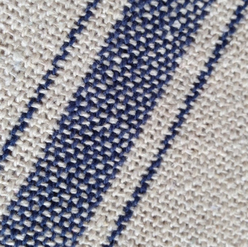 Grain Sack Fabric Sold By The Yard Blue Stripe Vintage Inspired Feed Sack Fabric Flour Sack Fabric Gunny Sack Fabric Grain Sack Reproduction image 5