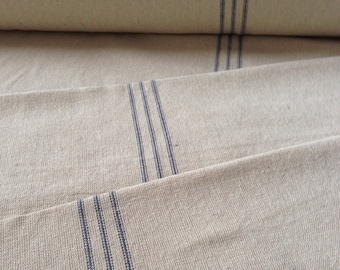 Grain Sack Fabric Sold By The Yard Blue Stripe Vintage Inspired Feed Sack Fabric Flour Sack Fabric Gunny Sack Fabric Grain Sack Reproduction