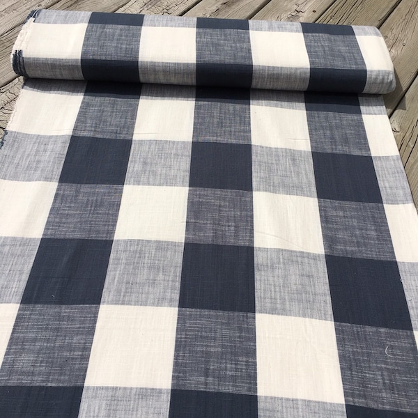 Buffalo Check Fabric Blue & Cream  By The Yard plaid Fabric Check Fabric Buffalo Check Cloth