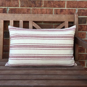 Grain Sack Lumbar Pillow Cover Tan Stripes