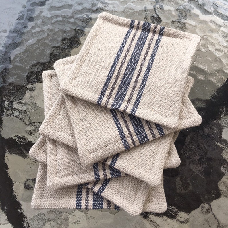 Grain Sack Coasters Set of Six - Etsy