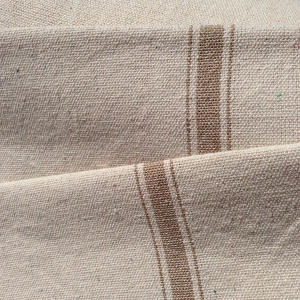 Grain Sack Fabric Tan Stripe Vintage Inspired By The Yard Feed Sack Fabric Flour Sack Fabric Gunny Sack Fabric Grain Sack Cloth