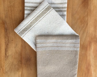Grain Sack Tan Stripes Kitchen Washcloth Wash Cloth Grain Sack Hand Towel Grain Sack Towels Grain Sack Ticking