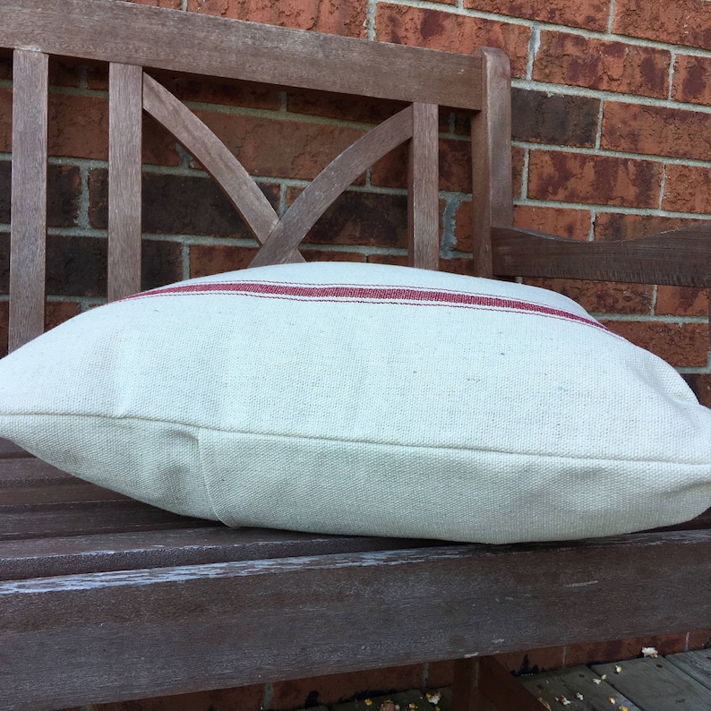 Grain Sack Pillow Cover Red Two Stripes Etsy