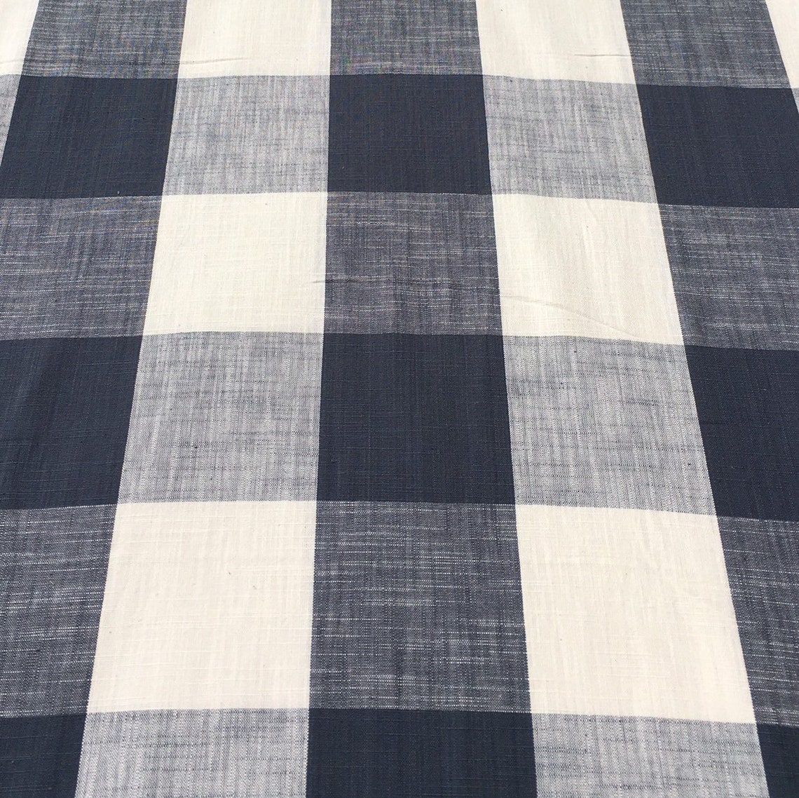 Buffalo Check Fabric Blue & Cream By The Yard plaid Fabric Etsy