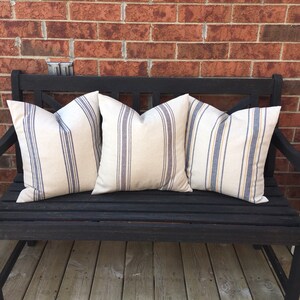 Grain Sack Pillow Cover: Gray Stripe Cotton Blend