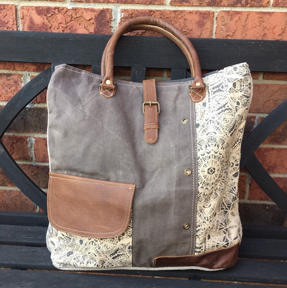 Myra Bag Flower Design Canvas Tote Bag Myra Bag Etsy