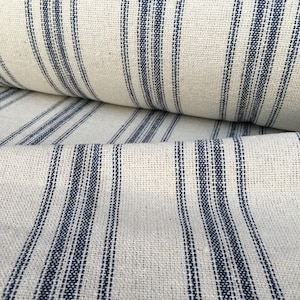 Grain Sack Fabric Sold By The Yard Blue Stripe Vintage Inspired Feed Sack Fabric Flour Sack Fabric Gunny Sack Fabric Grain Sack Reproduction