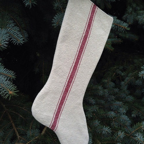 Set of 4 Burlap Stockings Grain Sack Stripe Rustic - Etsy