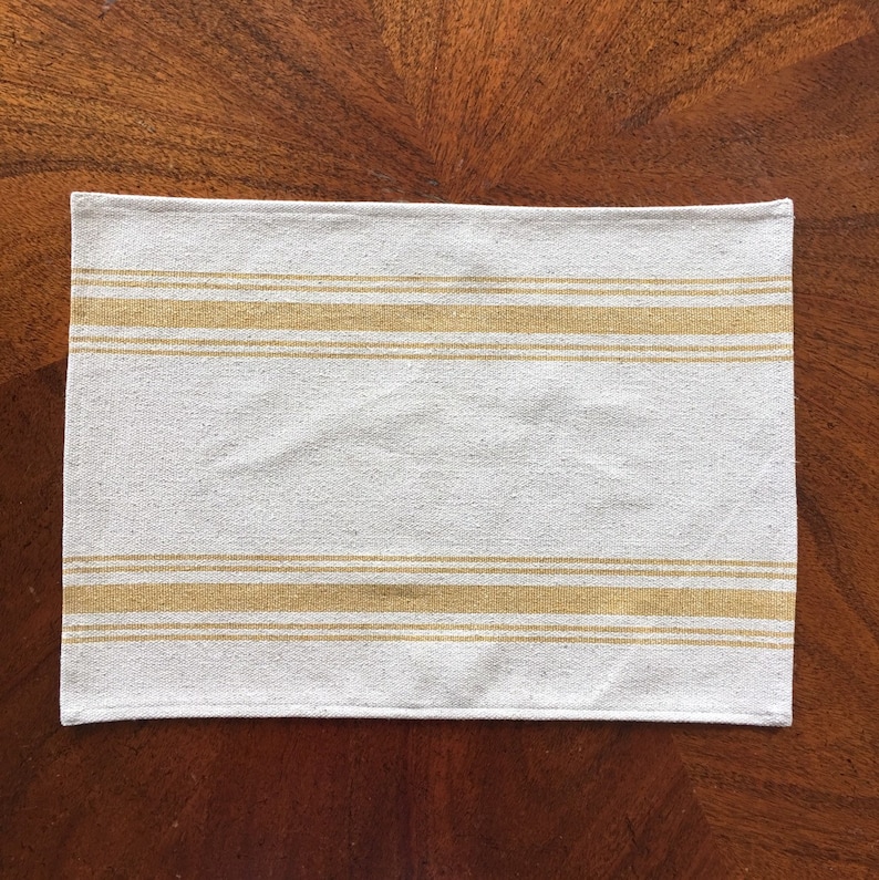 Grain Sack Blue & Yellow Placemat Grainsack Farmhouse Placemat Etsy