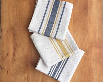 Grain Sack Stripe Kitchen Washcloth: Vintage Inspired Cotton Blend