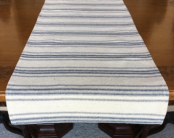 Grain Sack Table Runner Blue Stripes  16 X 54