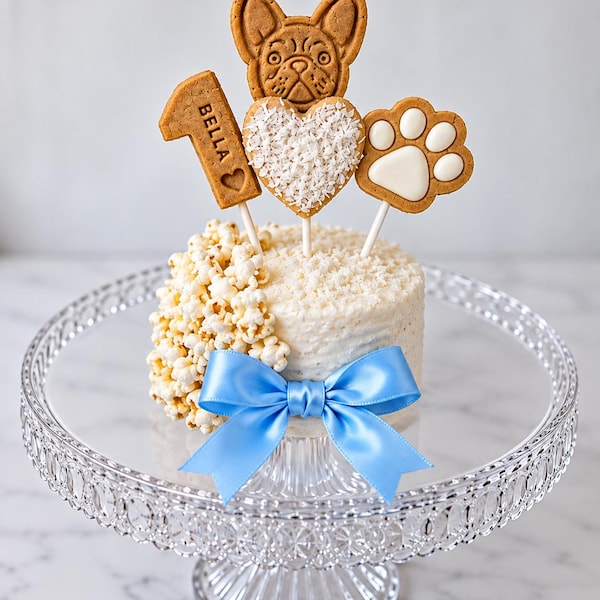 Personalised  iced Dog Cake Natural Iced Biscuits  Handmade Pet Treat Gift