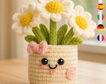 Happy Daisy Pot Crochet Pattern: Cute Amigurumi Flower (PDF Tutorial)