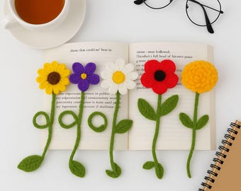 Sunny Marigold Bookmark Crochet Pattern, Violet Flower & Realistic Poppy Bookmark PDF, Easy Floral DIY Gift for Book Lovers