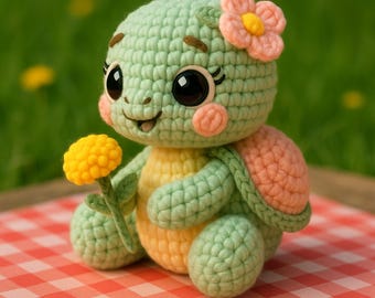 Amigurumi Mint Turtle Crochet Pattern PDF – Cute Pastel Turtle Toy – Instant Download – Crochet Turtle Plush – Digital Crochet Gift