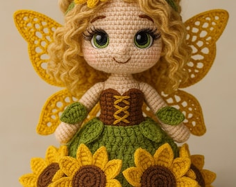 Sunflower Fairy Doll Crochet Pattern – Amigurumi PDF (Instant Download)