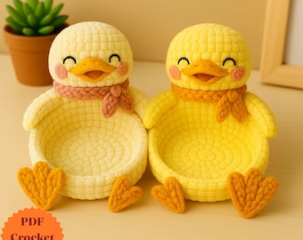 Crochet Duck Mug Holder Pattern – Amigurumi Coaster & Basket (PDF)