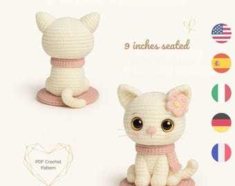 White Kitty Crochet Pattern PDF – Easy Amigurumi Cat Plushie – Beginner Friendly Toy Tutorial – Handmade Toy Pattern, Diy Crochet Gift Toy