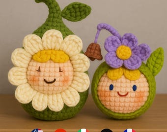 Crochet Pattern – 2 Flowers Mochi Baby Amigurumi PDF Tutorial | Cute Plush Toy DIY Digital Download for Beginners & Gifts