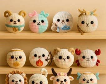 Zodiac Amigurumi Crochet Pattern | Horoscope Plush Toy Set (PDF)