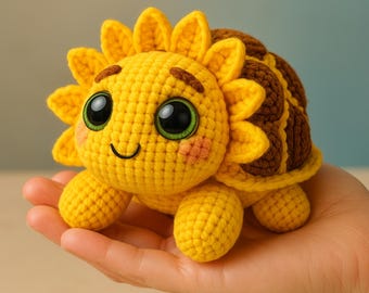 Crochet Turtle Amigurumi Pattern PDF – Instant Download DIY US Terms, Multilingual in English/German/French/Spanish/Italian, Cute Turtle Toy