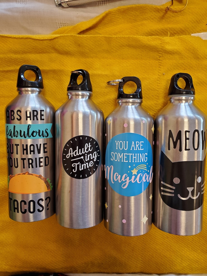 Water Bottle Canteen Reusable Drink Stainless SteelMeow Cat Etsy