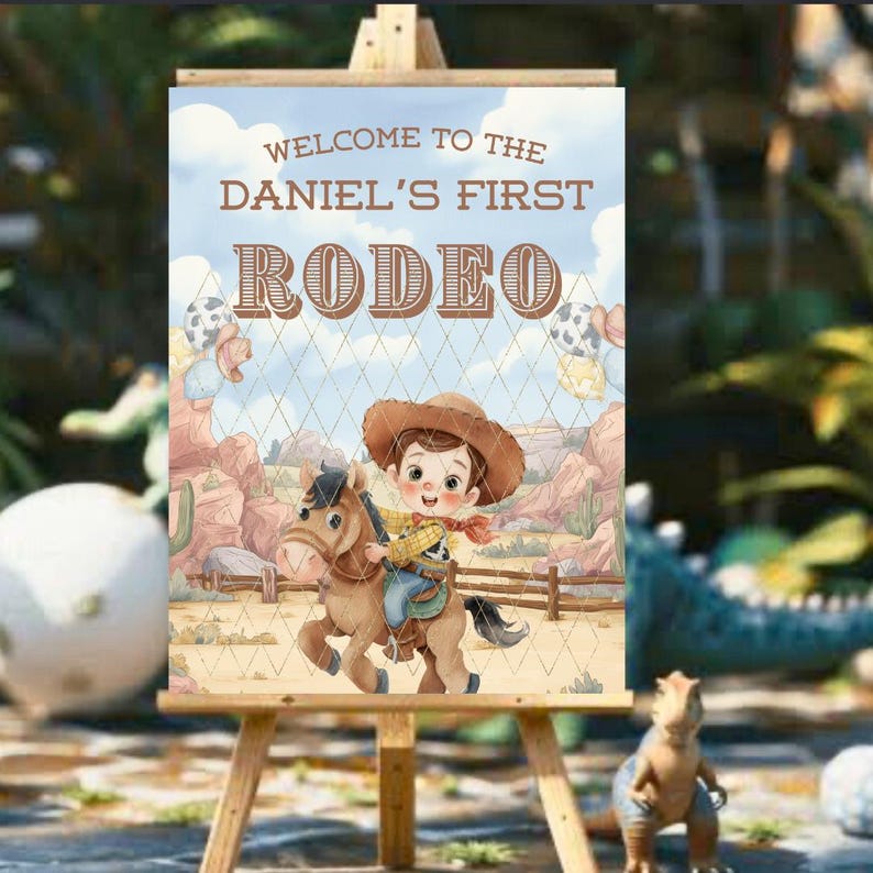 Woody First Rodeo Invite Woody First Rodeo Welcome Sign: Toy Story Cowboy Birthday (digital ...