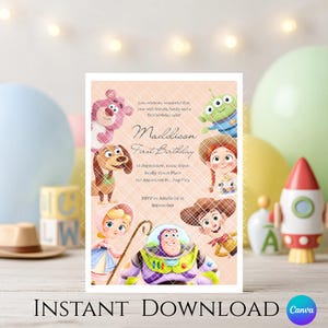 Toy Story Birthday Invitation Template: Woody & Buzz, Editable Digital Download