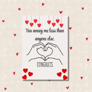 Plantilla de tarjeta divertida para el día de San Valentín/Tarjeta sarcástica para San Valentín/Tarjeta de amor imprimible en formato PDF de 5 x 7/Tarjeta minimalista para San Valentín/Tarjeta de felicitación para parejas