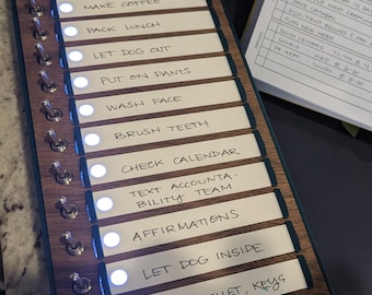 Clacky Checklist, Extra Tall Edition -- the beautiful illuminated checklist that rewards you with a satisfying clack!