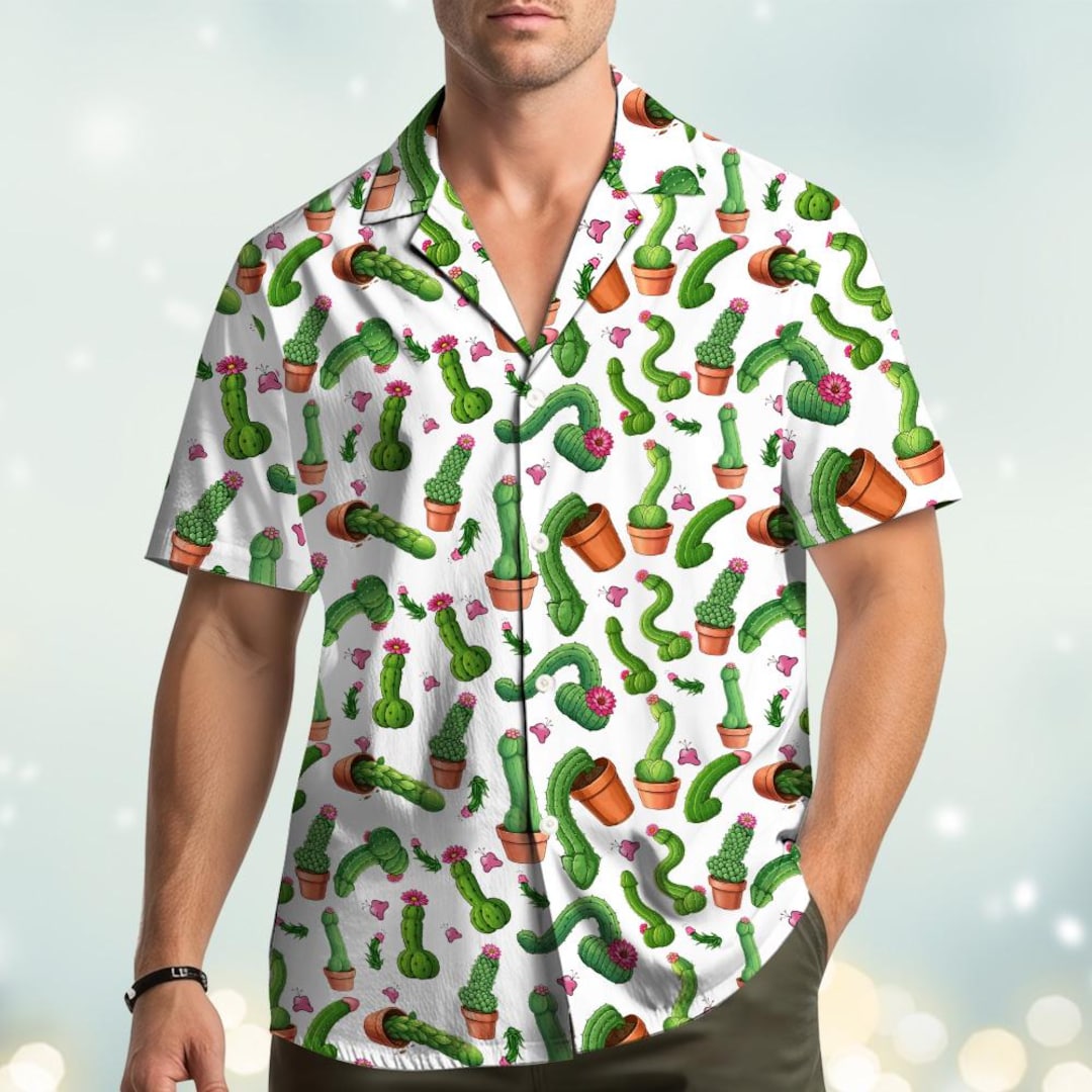 Funny Naughty Cactus Hawaiian Shirt, Cute Succulent Button up