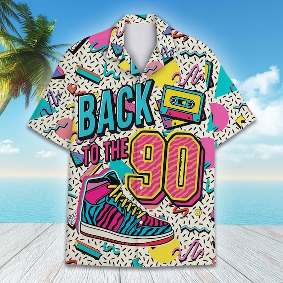 Back to the 90s Hawaiian Shirt Men Women Youth, Retro Neon
