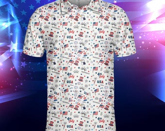 Polo de golf patriótico de EE. UU. para hombre y mujer, con bandera estadounidense, para el 4 de julio, atuendo del Día de la Independencia, ideal como regalo.