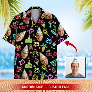 Personalized Birthday Hawaiian Shirt with Face, Custom Shirt with Photo, Hawaiian Shirt for Men Women Youth, Birthday Face Shirts