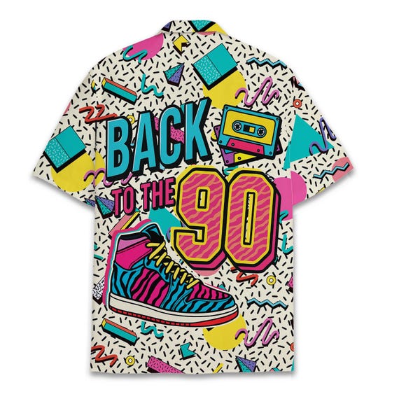 Back to the 90s Hawaiian Shirt Men Women Youth, Retro Neon
