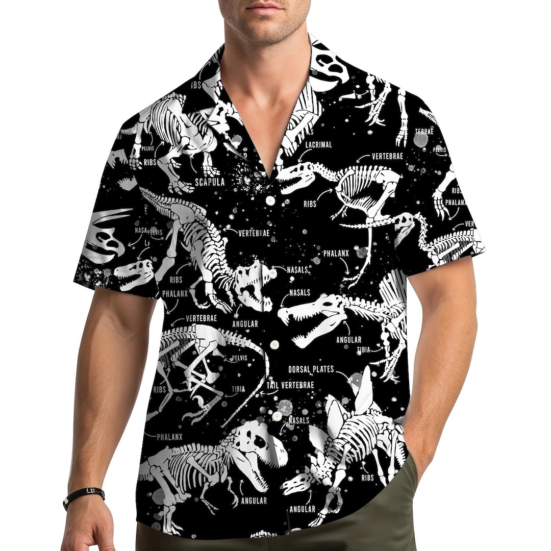 Dinosaur Skeleton Anatomy Hawaiian Shirt for Men Women Youth